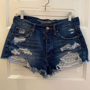 AEO High Rise Distressed Denim Festival Shorts